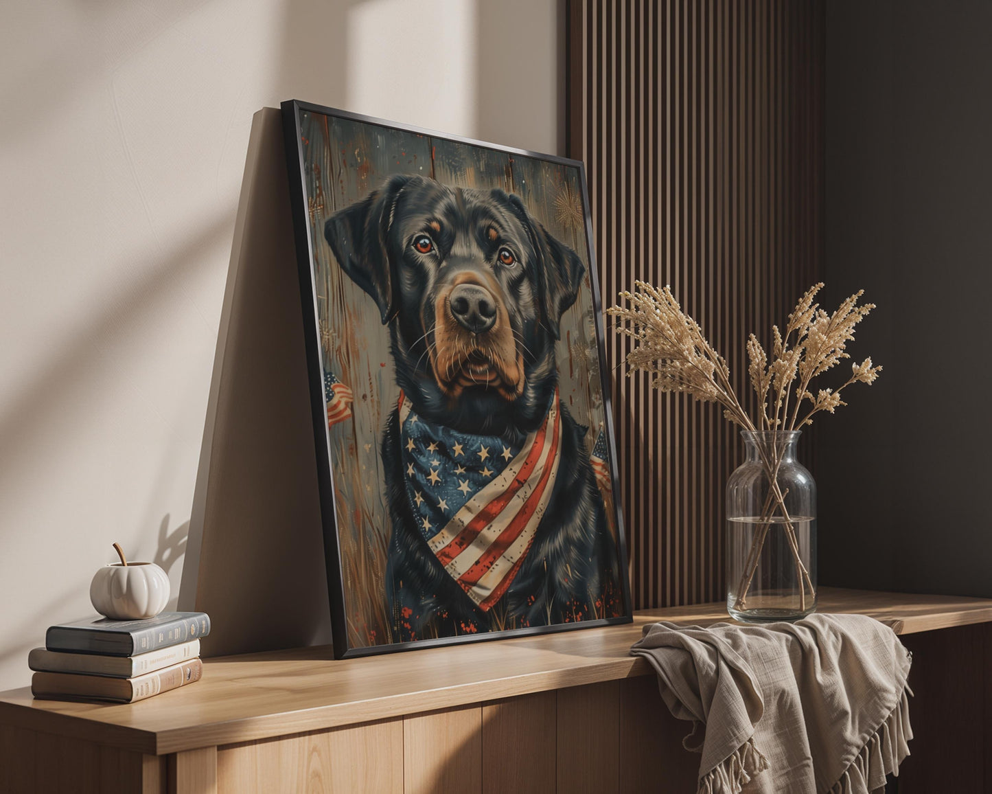 Rottweiler Wall Art Print, Realistic Dog Canvas Decor,