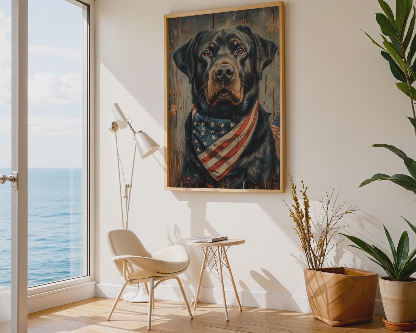 Rottweiler Wall Art Print, Realistic Dog Canvas Decor,