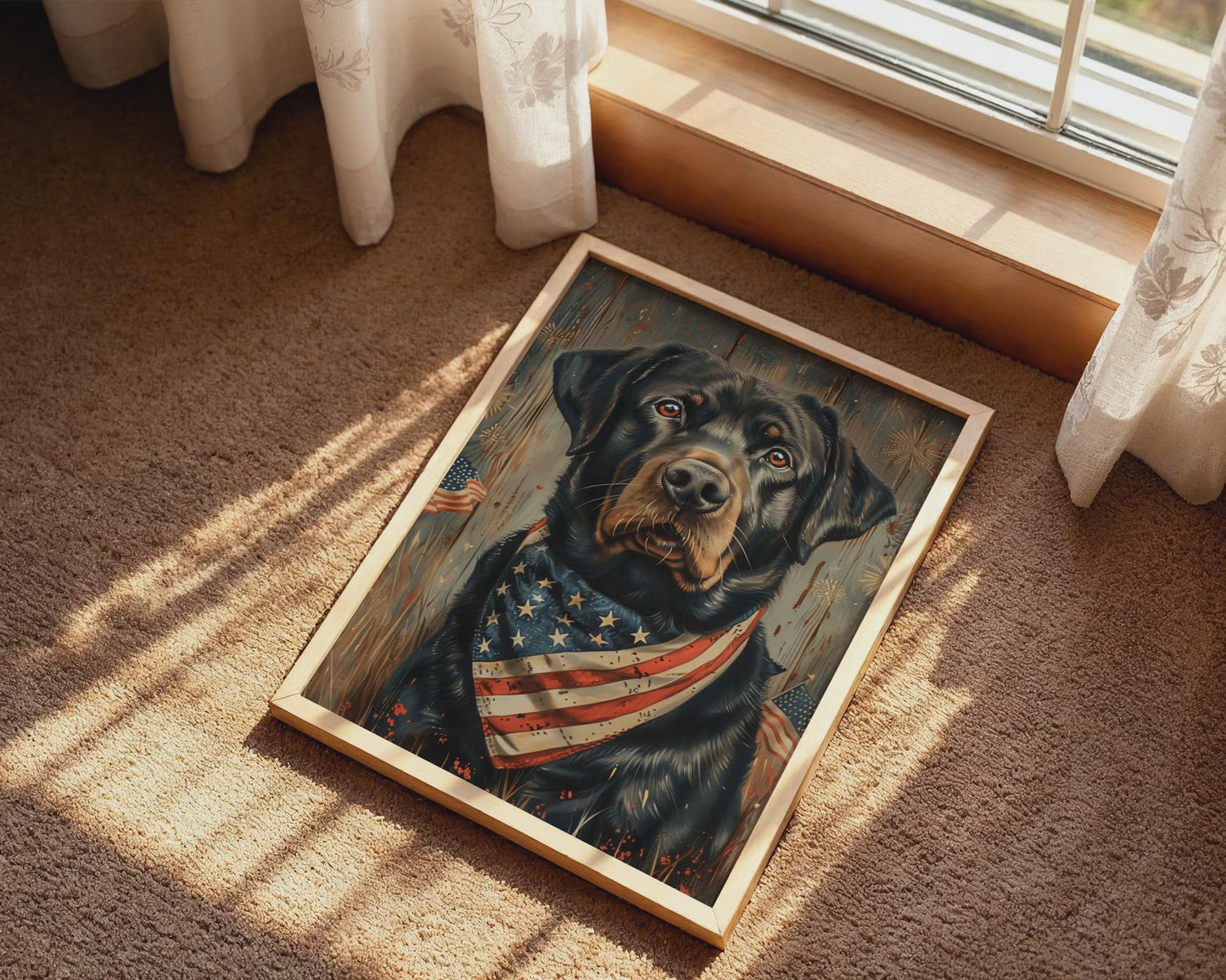 Rottweiler Wall Art Print, Realistic Dog Canvas Decor,